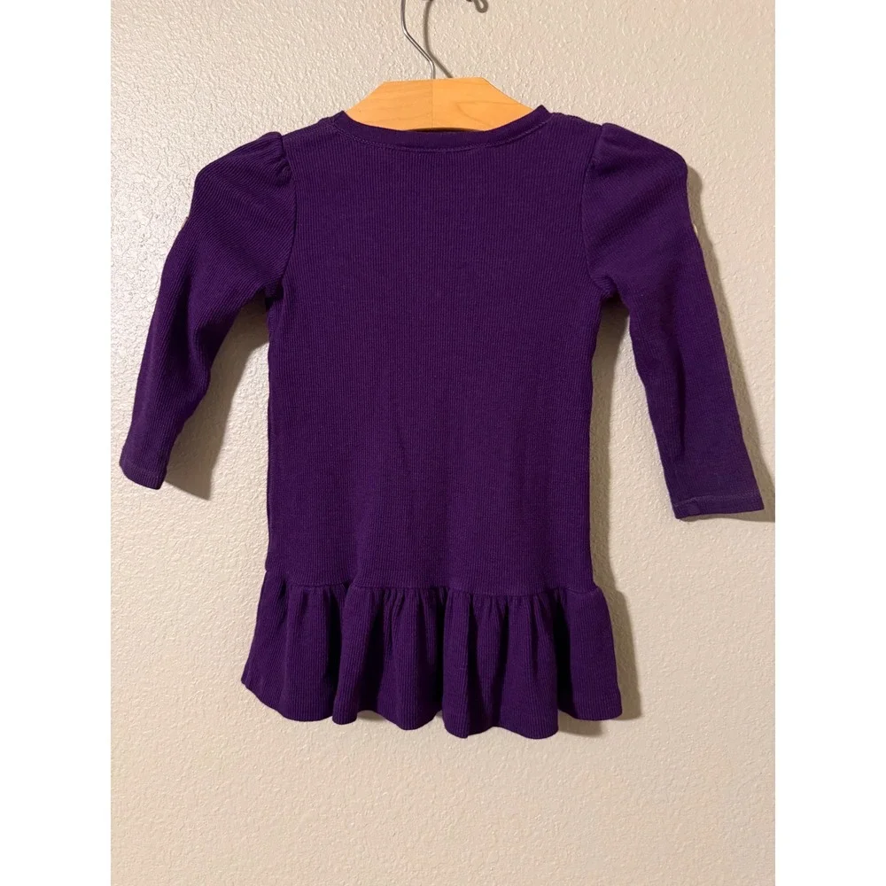 Ralph Lauren Purple Waffle Knit Peplum‎ Henley Top Baby Girls 18M Long Sleeve